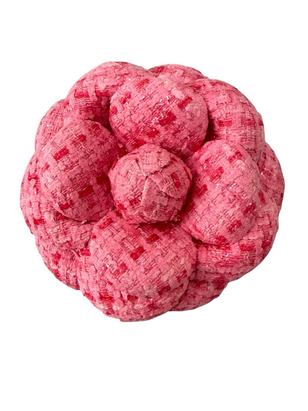 Pink Tweed Flower Brooch - Elegant Fabric Accessory